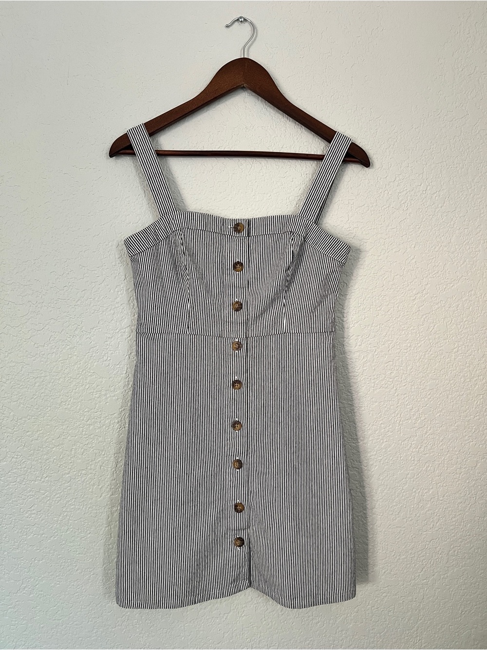 Hollister Striped Button-Front Sundress in Black and White